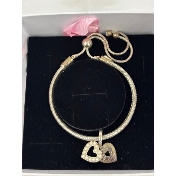 PANDORA Thanks Mom Pearlescent White Heart Charm + Bracelet S925 Silver - Picture 1 of 16